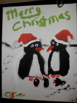 (I promise that the bottom penguin just slipped and did not suffer from a bloody head trauma)